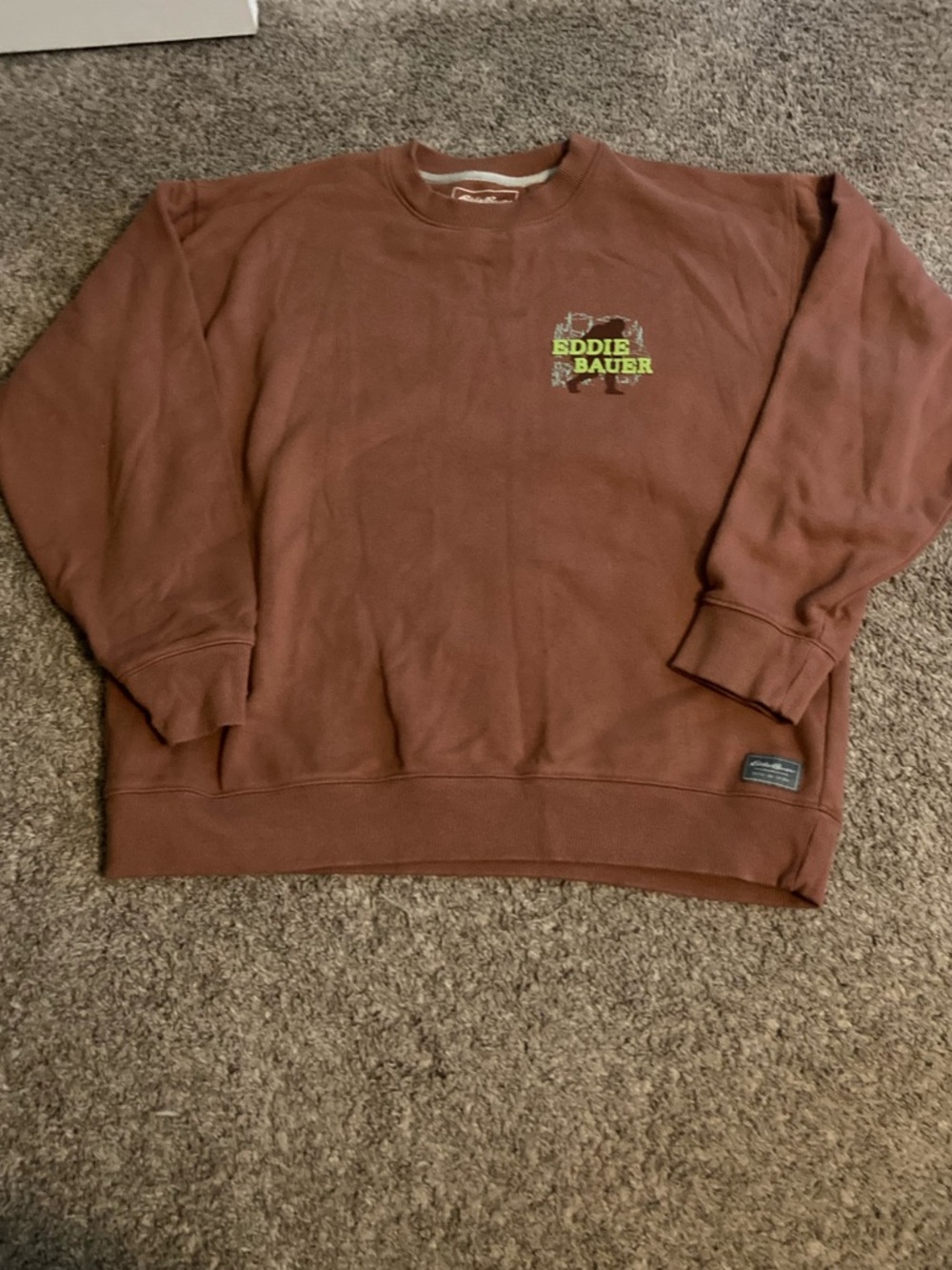 Eddie Bauer Rust Brown Crewneck Sweatshirt with Logo